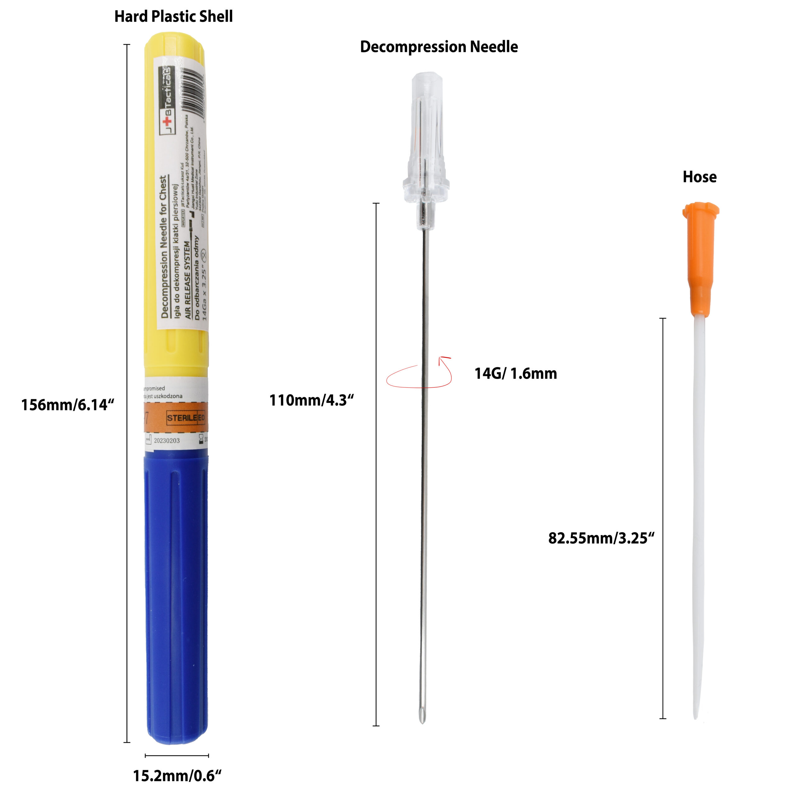 Igła Angiocath JB Tacticals do odbarczania odmy prężnej 14Ga x 3,25″ - obrazek 3